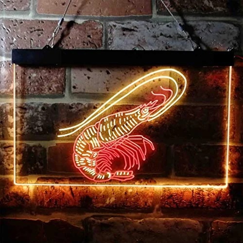 Shrimp Seafood Ocean Display Dual LED Neon Light Sign
